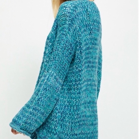 Free People Home Town Cardi Cardigan Sweater Arctic Turquoise Blue Alpaca Size S - Picture 9 of 14